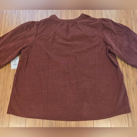 NWT Time & Tru Brown Long Sleeve Blouse - Picture 9 of 10